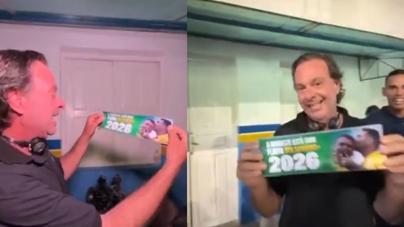 Gilson Machado distribui adesivos pró-Flávio Bolsonaro no Carnaval